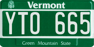 VT license plate YTO665
