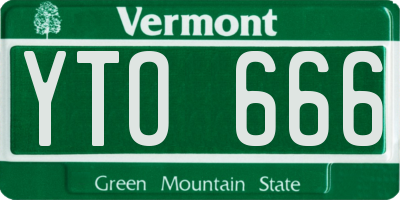 VT license plate YTO666