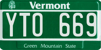 VT license plate YTO669