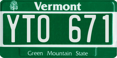 VT license plate YTO671
