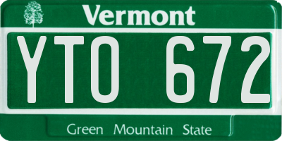 VT license plate YTO672