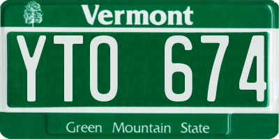 VT license plate YTO674