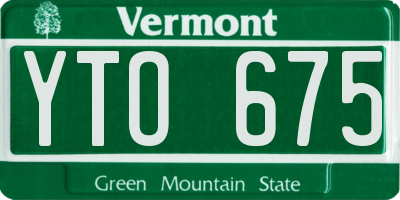 VT license plate YTO675