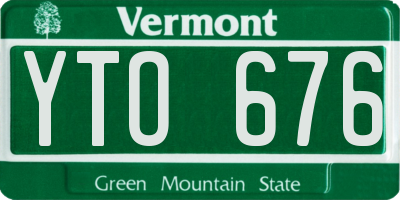 VT license plate YTO676