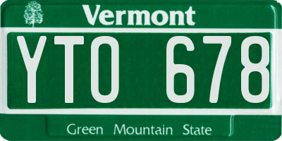 VT license plate YTO678