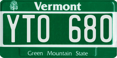 VT license plate YTO680