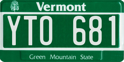VT license plate YTO681