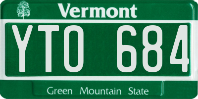VT license plate YTO684