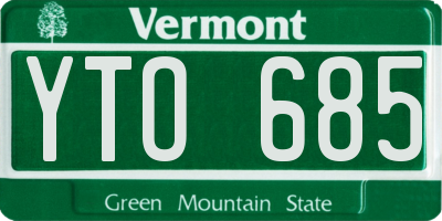 VT license plate YTO685