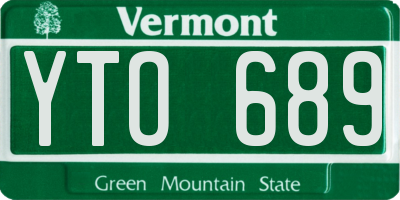 VT license plate YTO689