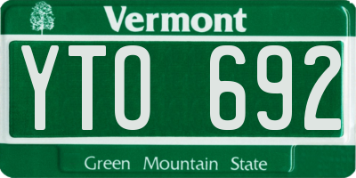 VT license plate YTO692