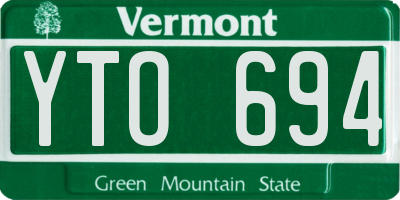 VT license plate YTO694