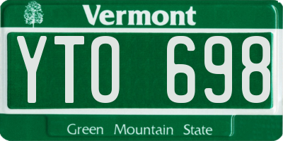 VT license plate YTO698