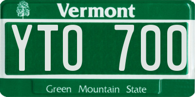 VT license plate YTO700