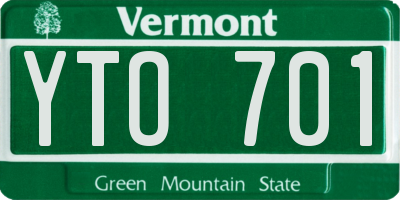 VT license plate YTO701