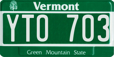 VT license plate YTO703