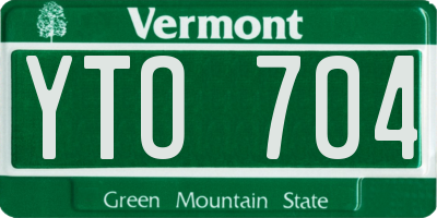 VT license plate YTO704