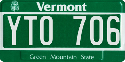 VT license plate YTO706