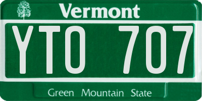 VT license plate YTO707