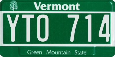 VT license plate YTO714