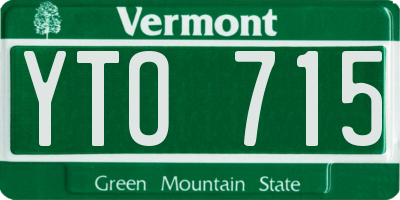 VT license plate YTO715