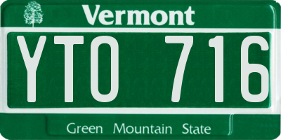 VT license plate YTO716