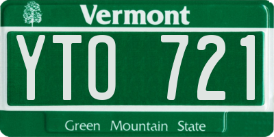 VT license plate YTO721