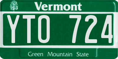 VT license plate YTO724