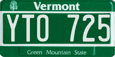 VT license plate YTO725