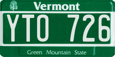 VT license plate YTO726