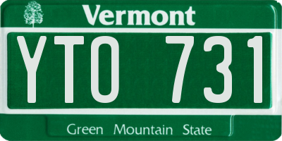 VT license plate YTO731