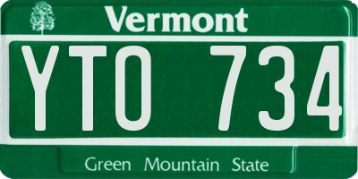 VT license plate YTO734
