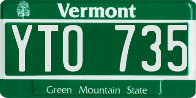 VT license plate YTO735