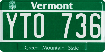 VT license plate YTO736