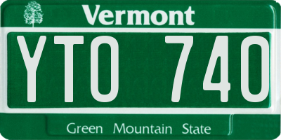 VT license plate YTO740