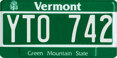 VT license plate YTO742