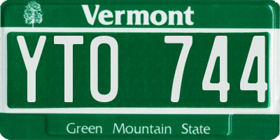 VT license plate YTO744