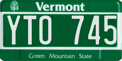VT license plate YTO745