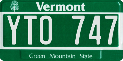 VT license plate YTO747