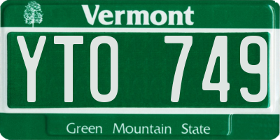VT license plate YTO749
