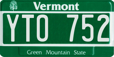 VT license plate YTO752