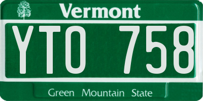 VT license plate YTO758
