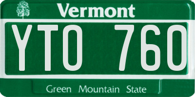 VT license plate YTO760