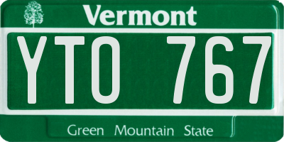 VT license plate YTO767