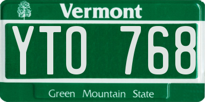 VT license plate YTO768
