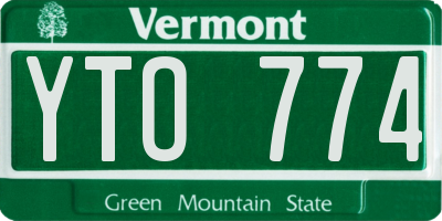 VT license plate YTO774