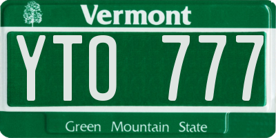 VT license plate YTO777
