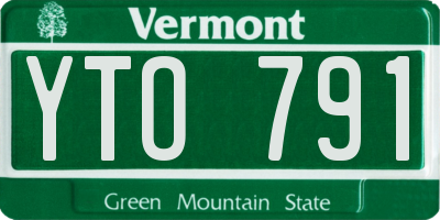 VT license plate YTO791