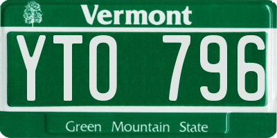 VT license plate YTO796