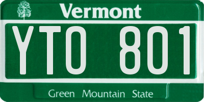 VT license plate YTO801